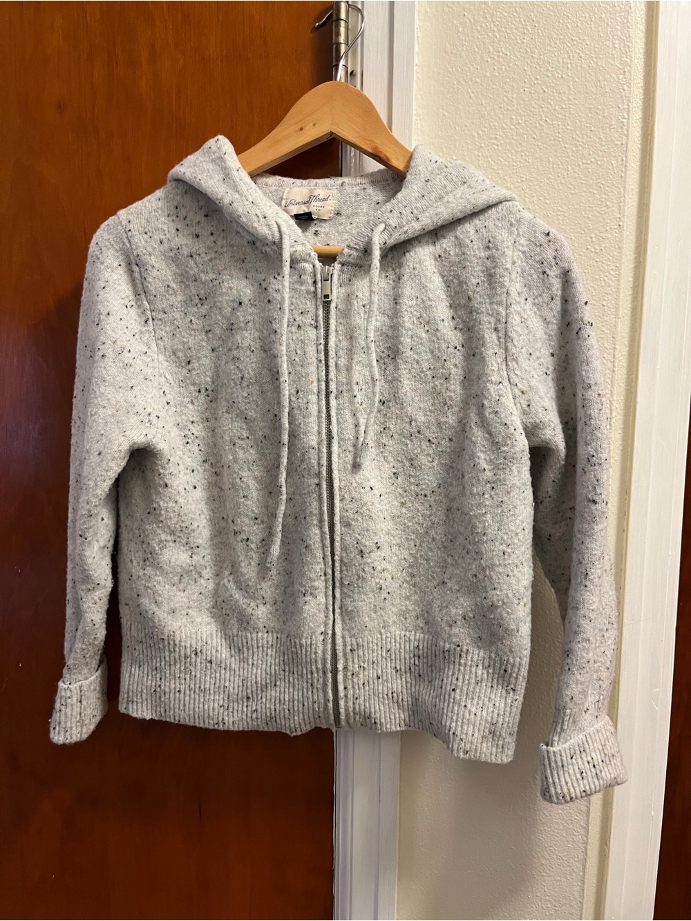 Universal Thread Light Gray Speckled Zip Hoodie Cardigan